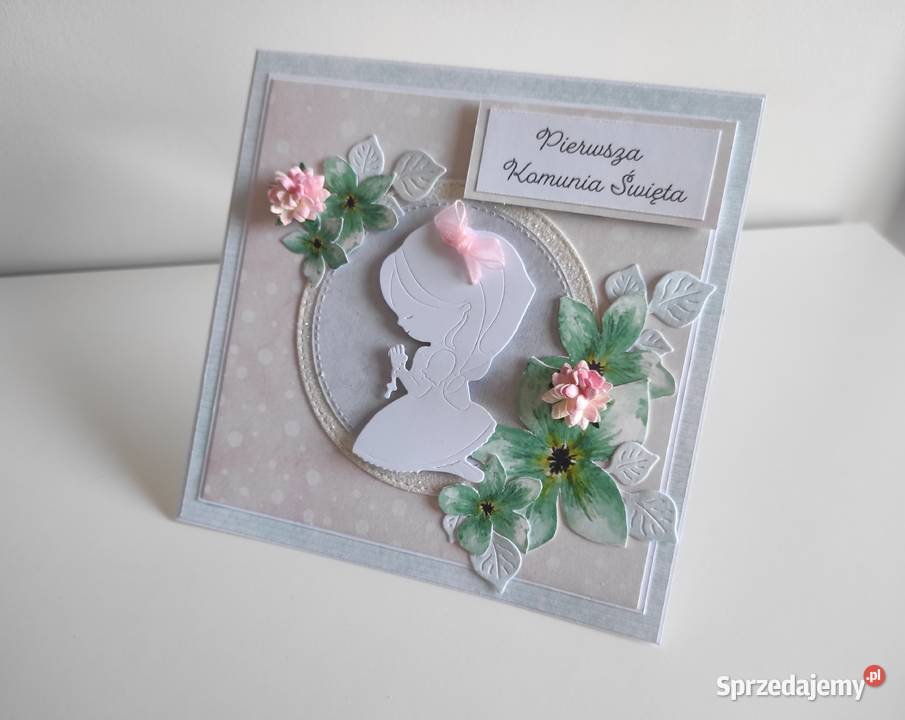 Kartka ręcznie robiona na Komunię Świętą z Łódź