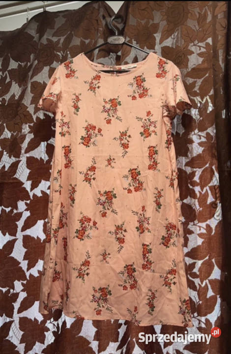 Różowa kwiatowa letnia sukienka mini czerwony Łódź