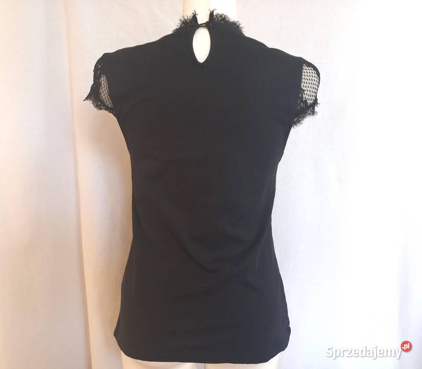 Bluzka czarna Koronka krótki rękaw r S stan