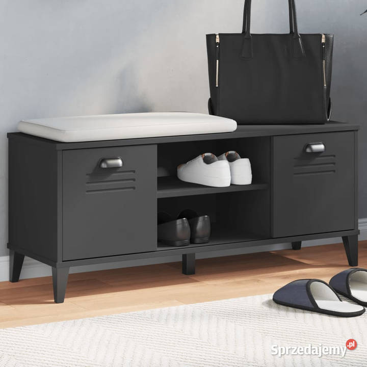 Ławka na buty VIKEN czarna 106x35x45 materiał Warszawa