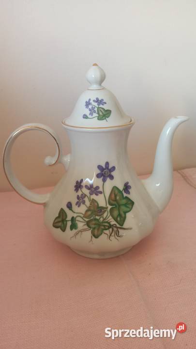 Biały dzbanek z przylaszczką Anemone Hepatica Gdańsk sprzedam