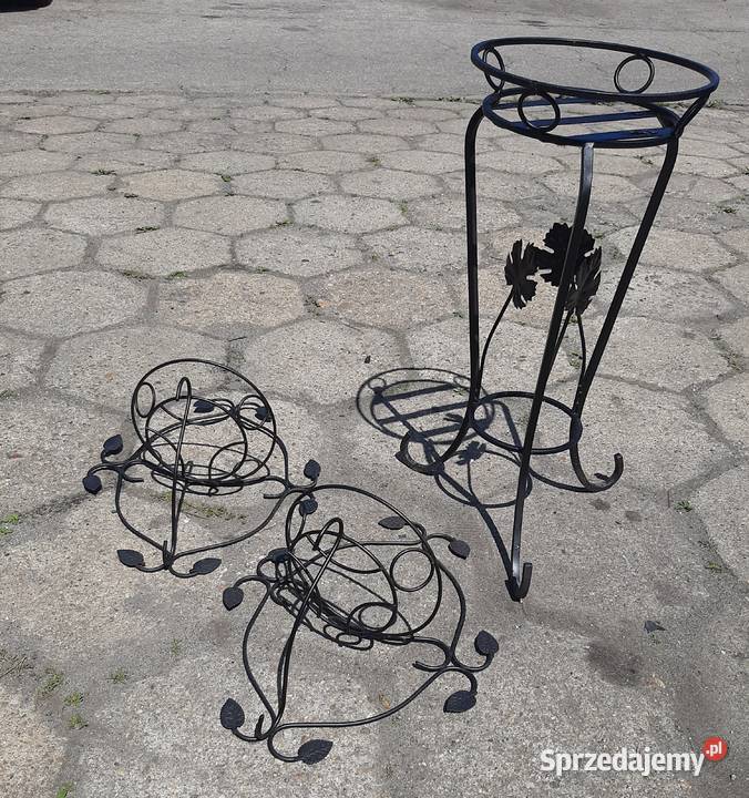 Kwietnik metalowy zestaw 3 sztuki czarny Chorzów sprzedam