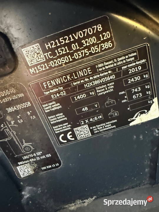 wózek widłowy elektryczny LINDE E14 EVO 370m Działoszyn sprzedam
