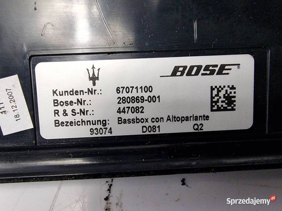 GŁOŚNIK MASERATI GRANTURISMO S 67071100 osobowe Pozostałe Lipno