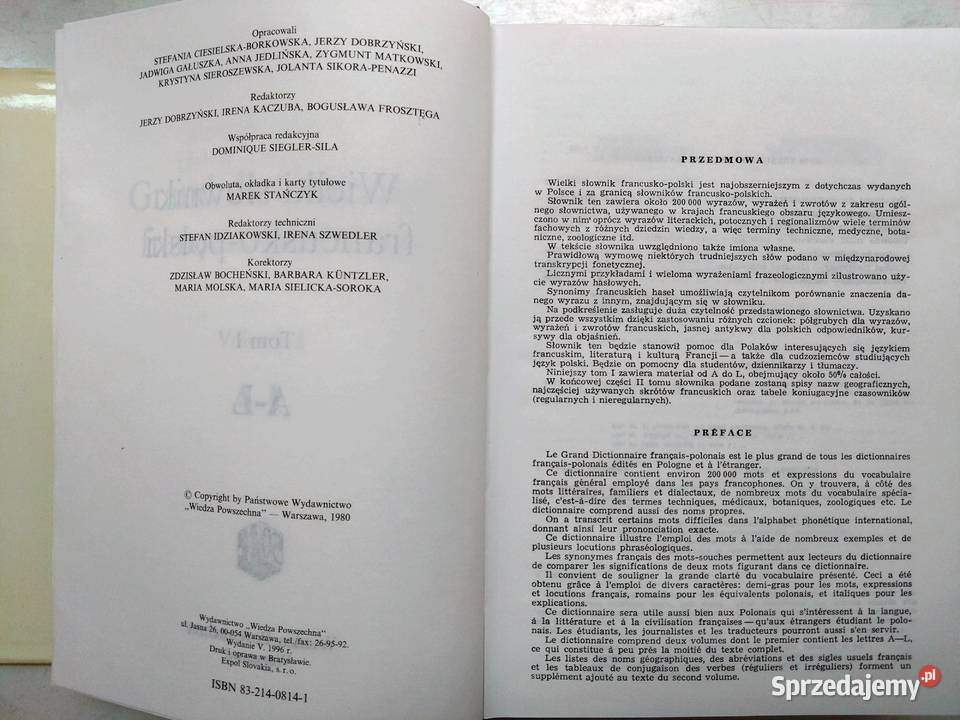 Wielki Słownik FrancuskoPolski Wiedza Powszechna ISBN 8321408141 Warszawa