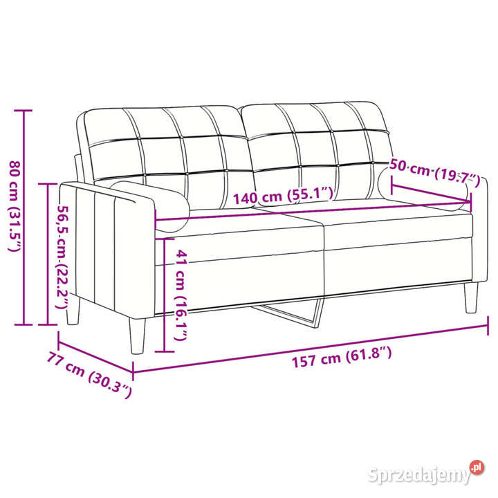 2osobowa sofa z poduszkami żółta 140 aksamit Warszawa