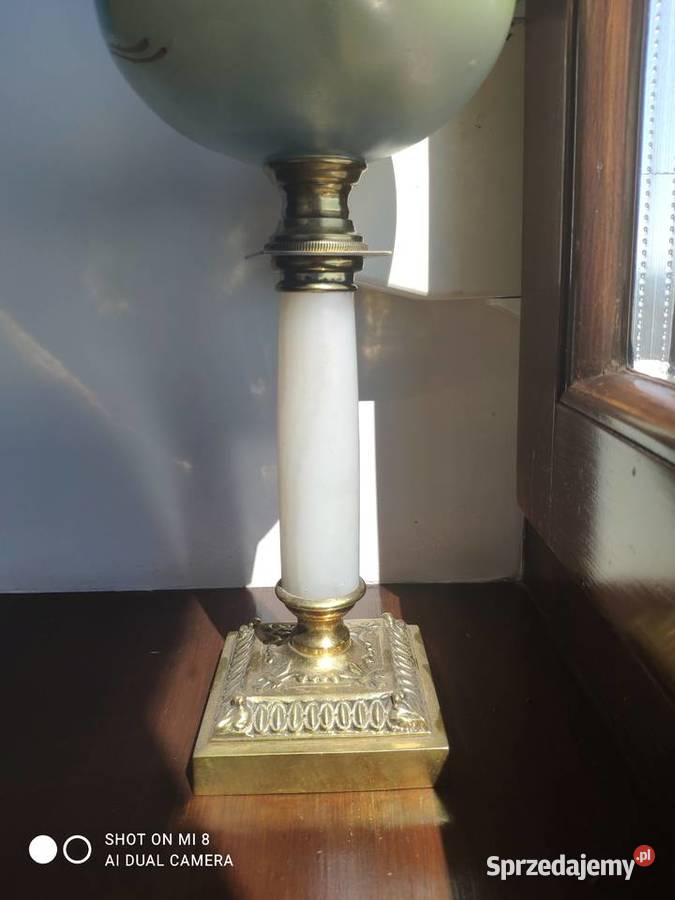 Stara francuska lampa naftowa XIX w onyks małopolskie Kraków sprzedam