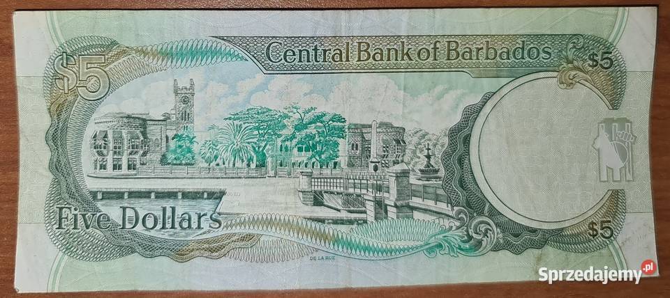 Banknot 5 dollars dolarów Barbados Tarnów