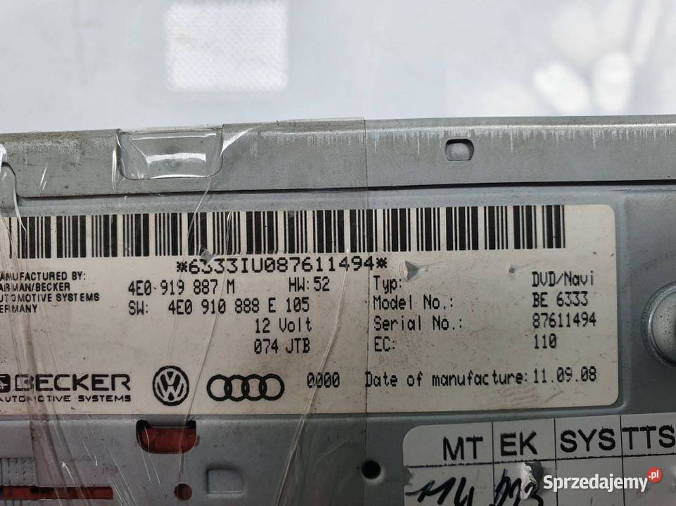 CZYTNIK NAWIGACJI AUDI A4 B8 4E0919887M Lipno
