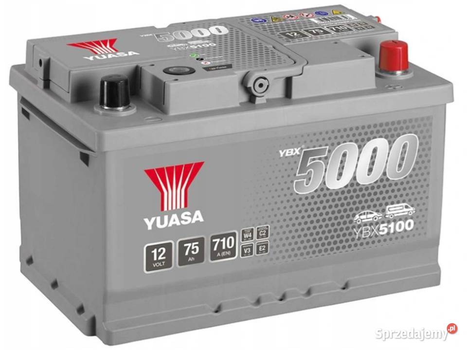 Akumulator 12V 75Ah 710A EN Yuasa Silver Prawy Akumulatory sprzedam