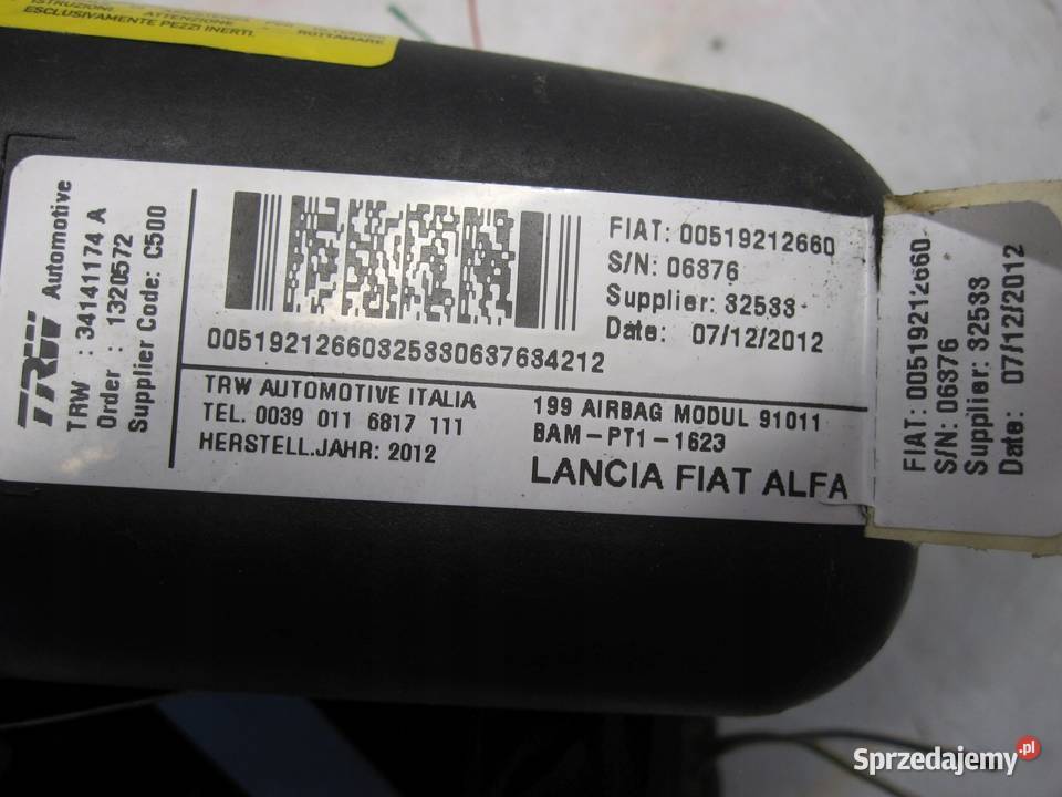 FIAT PUNTO EVO LIFT 13r AIRBAG poduszka pasażera