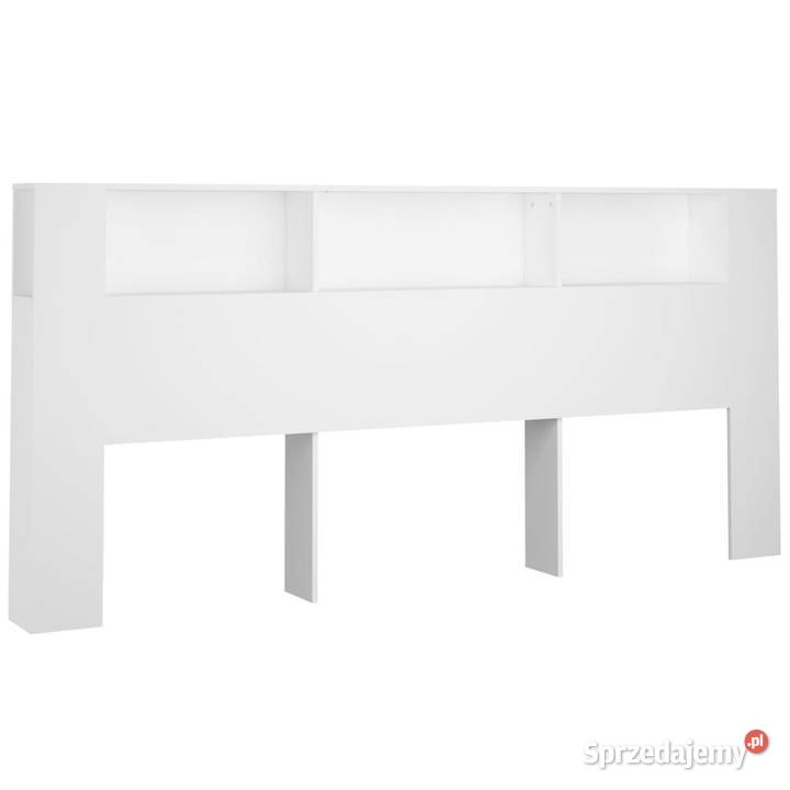 Wezgłowie łóżka z półkami białe 220x185x1045 mazowieckie