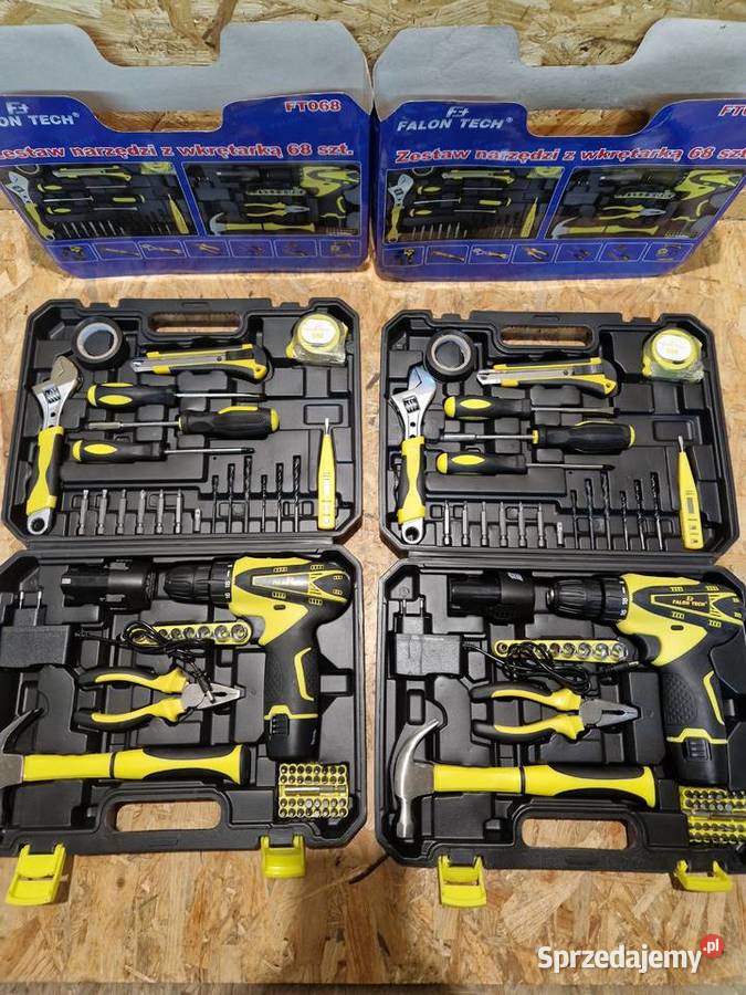 Zestaw narzędzi wkrętarka młotek szczypce 68el Głogowa