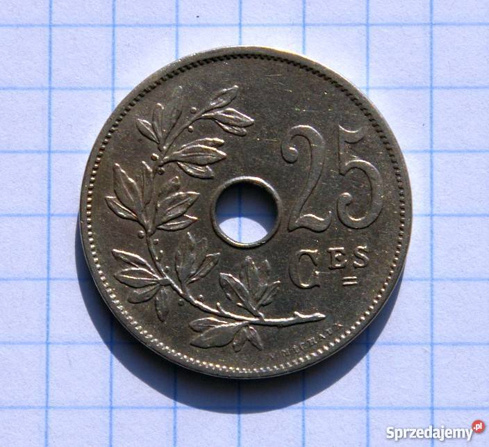 25 CENTIMES 25CENTYMÓW 1908 BELGIA Antyki, Sztuka, Kolekcje