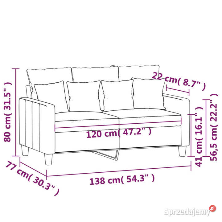 Sofa 2osobowa kolor taupe 120 tapicerowana Warszawa