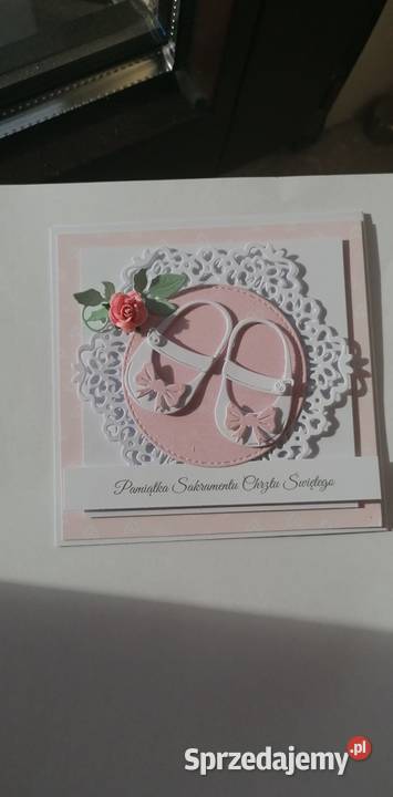 Kartka w pudełku z okazji chrztu dziewczynki Strzebiń