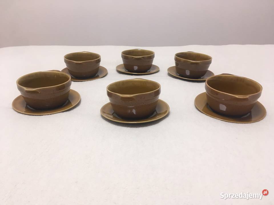 PRL miseczki bulionówki komplet Mirostowice Kołobrzeg
