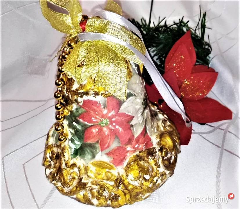 Duży dzwonek styropianowy handmade decoupage