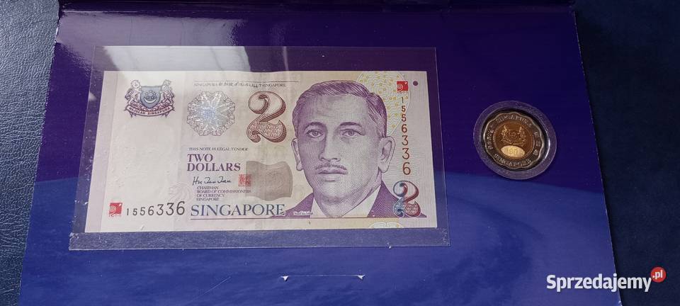 Stare monety 5 dolarów 2000 i 2 dolary Singapur Lesko