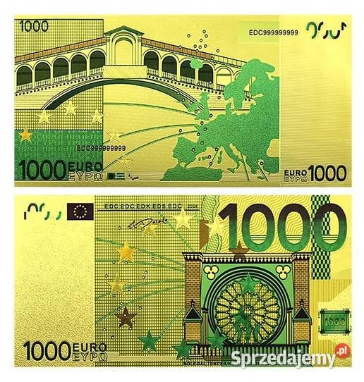 ZŁOTE Banknoty 24 Karat Dolar Euro Jan Paweł śląskie Sosnowiec