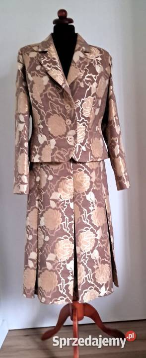 Złotobrązowy kostium garsonka komplet vintage Kraków
