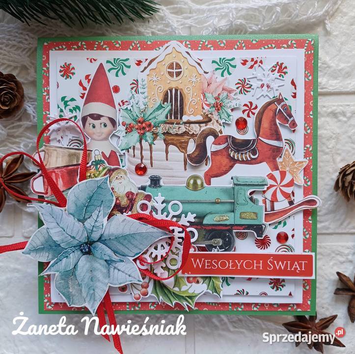 Kartki świąteczne Boże Narodzenie ręcznie Rękodzieło Mszana Dolna