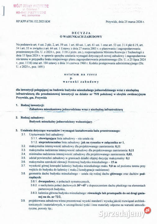 sprzedaży gruntu 6253m2 Gromadzin