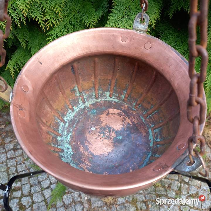 Duża miedziana osłonka doniczka do zawieszenia Warszawa