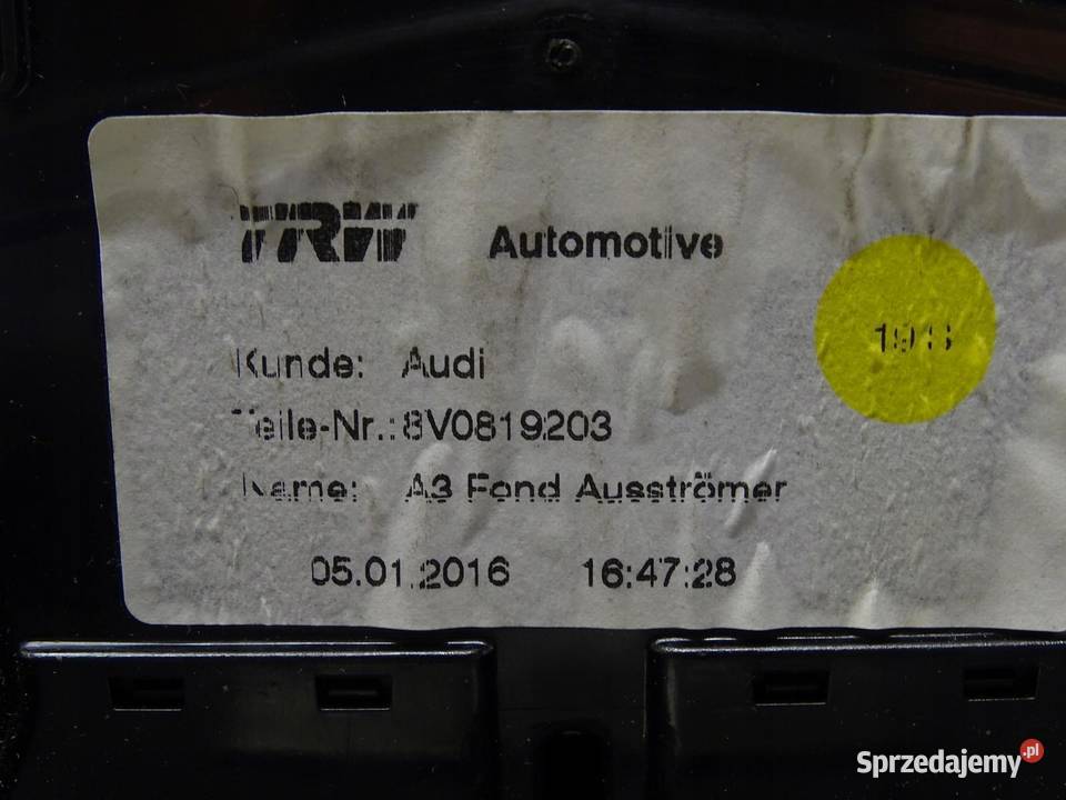 TUNEL KRATKA NAWIEWU TYŁ TYLNA 8V0819203 AUDI A3 sprzedam