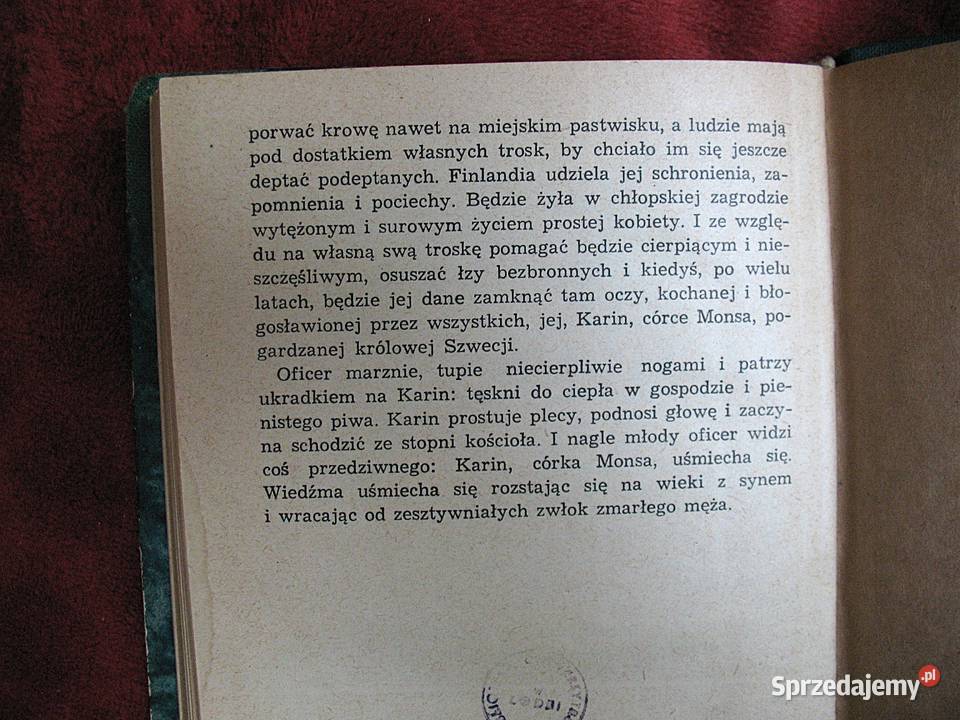 Mika Waltari Carin córka Monsa książka polska z mazowieckie Siedlce