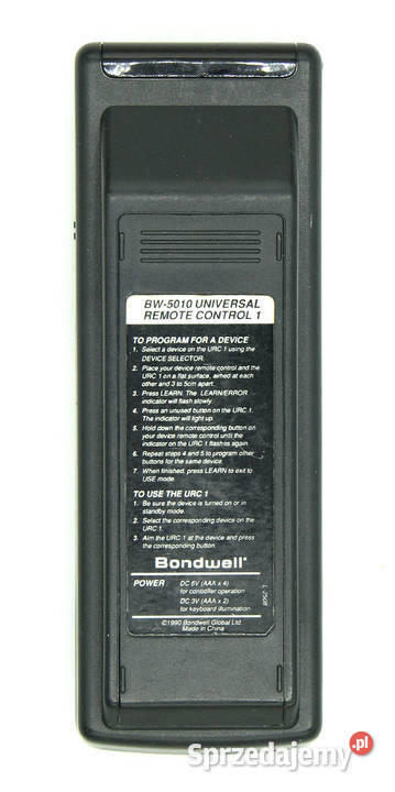 Pilot uniwersalny TV VCR CDV AUX Bondwell BW5010 Piloty Cielądz