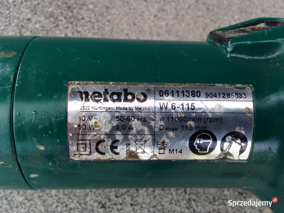 Szlifierka kątowa mała Metabo uszkodzona Ciechanowiec
