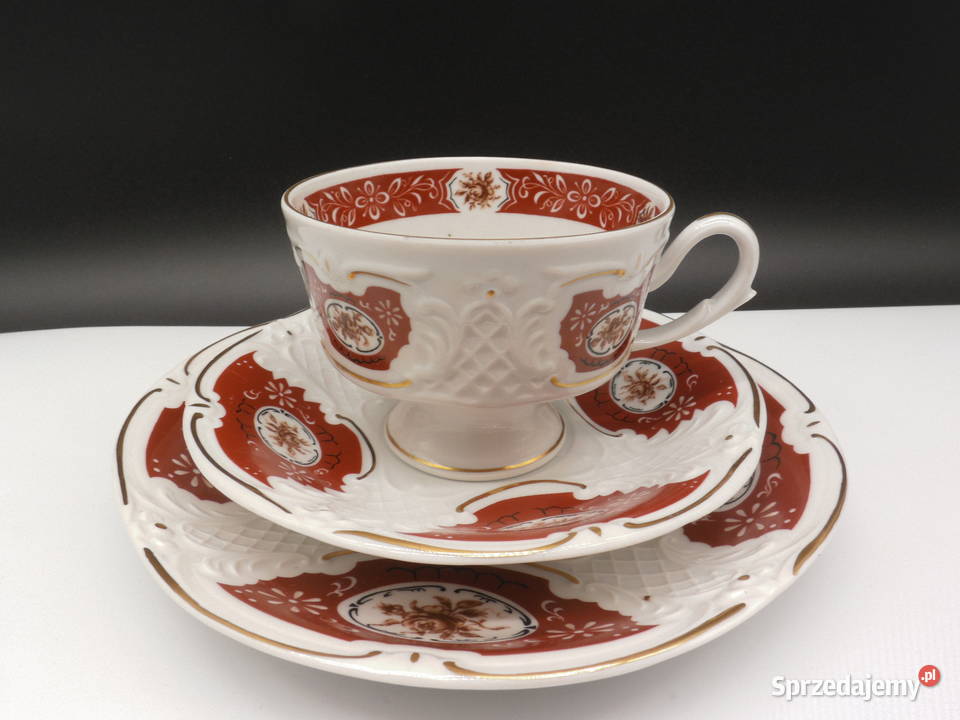 Ekskluzywne Trio Śniadaniowe PMP Plaue Porcelana Raszków