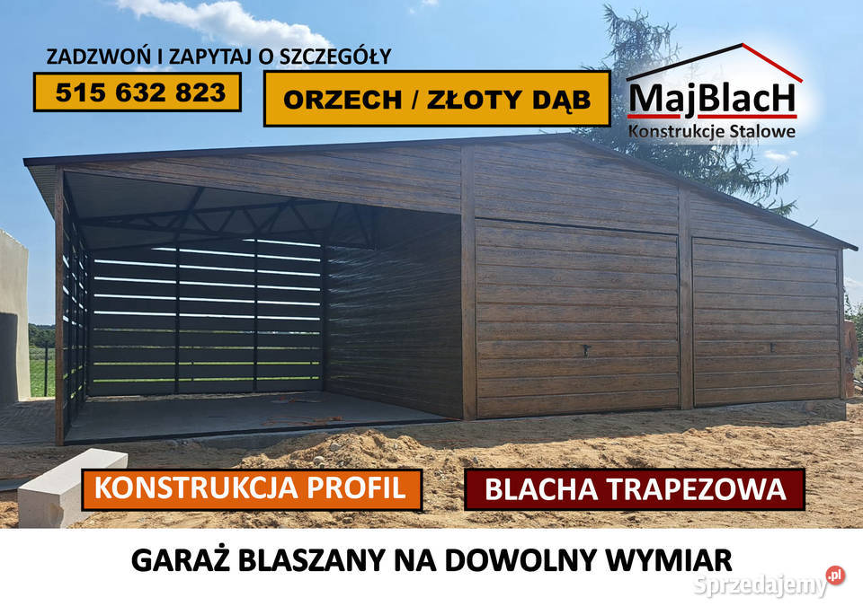Garaż Blaszany Drewnopodobny Zadaszenie Garaże Przasnysz