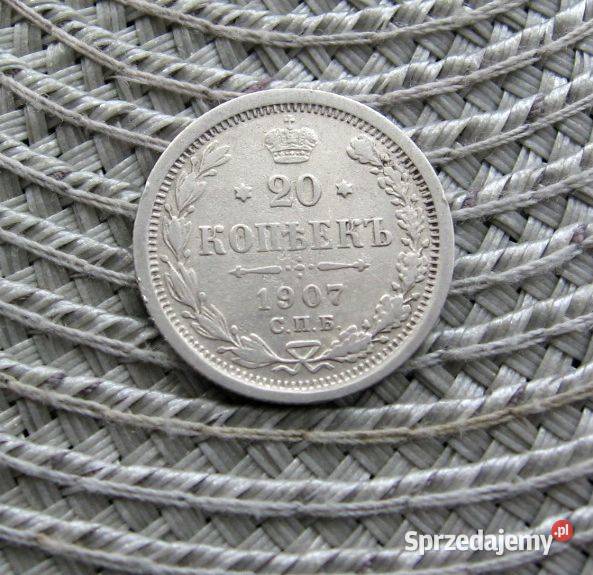 Rosja 20 Kpoiejek 1907r SREBRO Kalisz