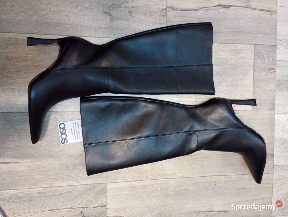 40 ASOS Design czarne Kozaki szpilki wieczorowe