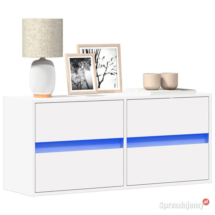 Ścienna szafka TV z LED biała 100x31x45 WM852292 mazowieckie Warszawa