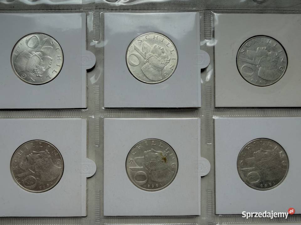 Zestaw 11 sztuk 10 szylingów Ag 1957 1973 r Numizmatyka Gliwice
