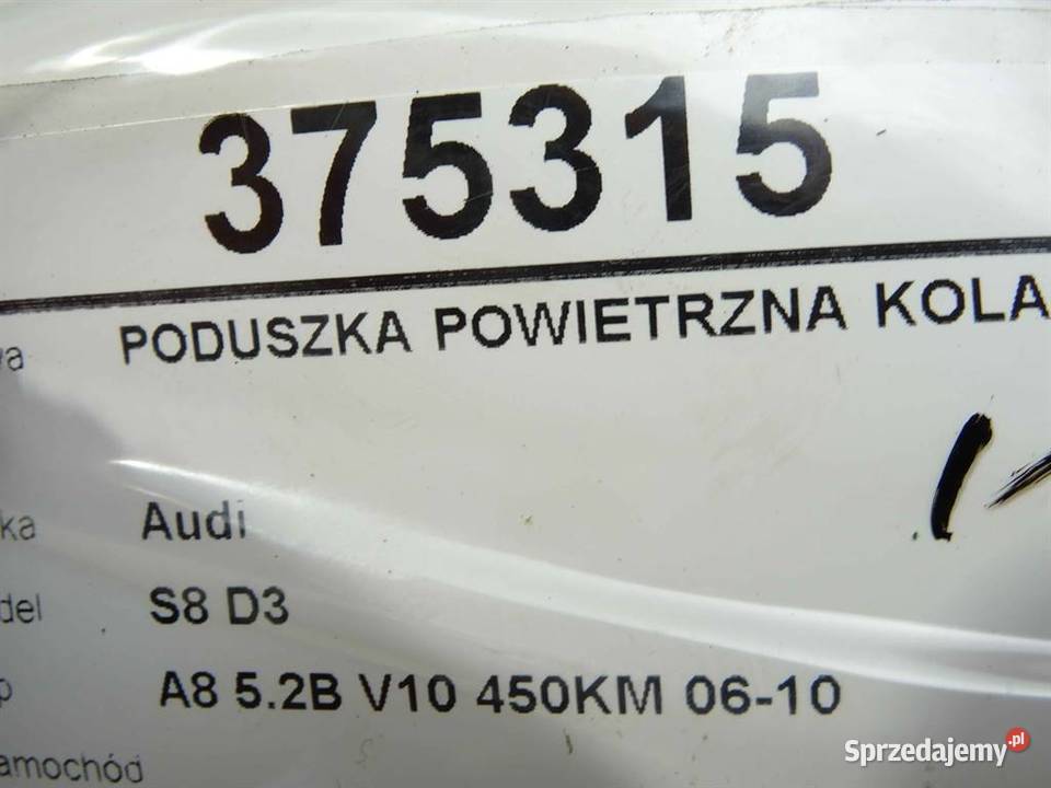 PODUSZKA POWIETRZNA KOLANOWA KIEROWCY AUDI A8 D3 Poduszki powietrzne