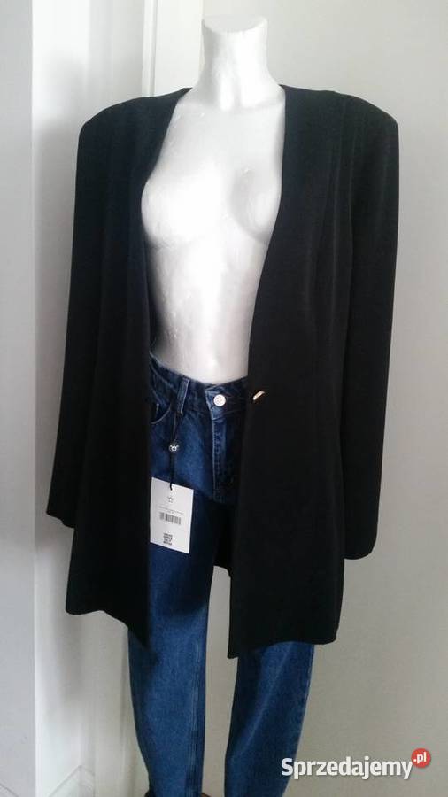 Czarna przedłużana marynarka klasyka vintage mazowieckie
