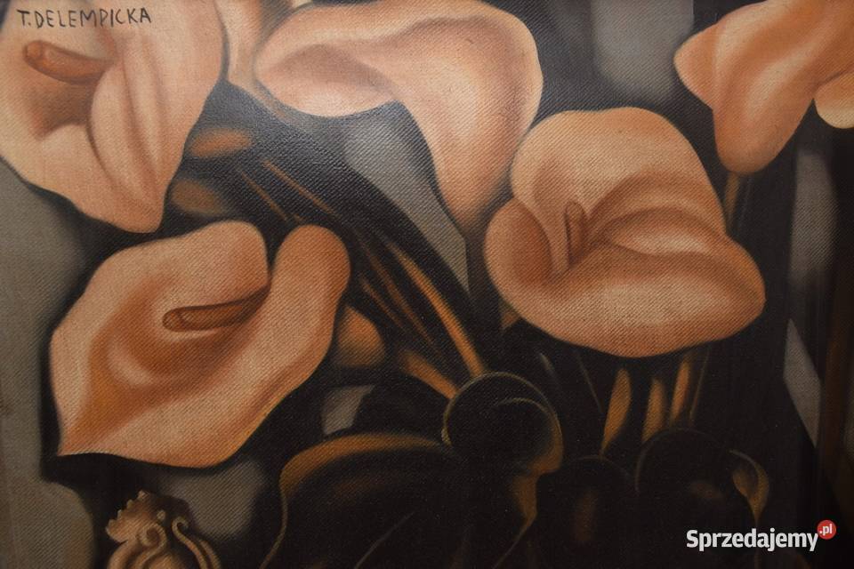 T De Łempicka Kalie Kwiaty Stary Obraz Olejny z