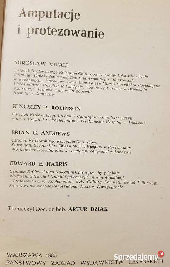 AMPUTACJE I PROTEZOWANIE Vitali Robinson ISBN 9788378799764 Książki naukowe i popularnonaukowe Kielce