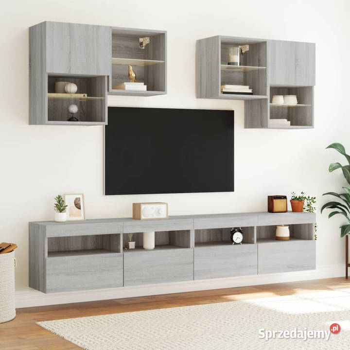 Ścienna szafka TV z LED szary dąb sonoma Warszawa sprzedam