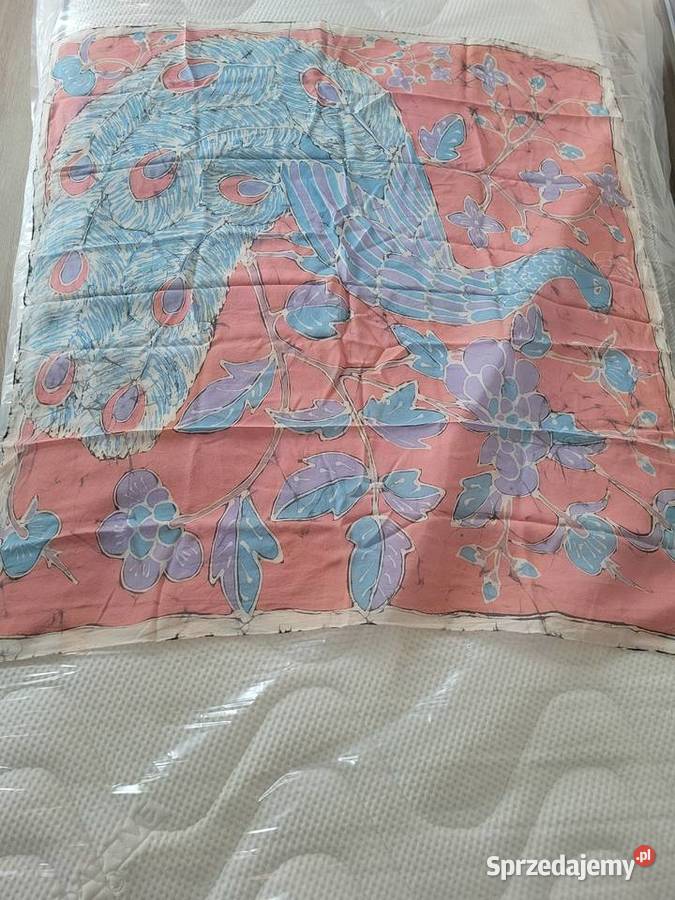 Czerwononiebieska chusta apaszka bandamka wzór Poznań