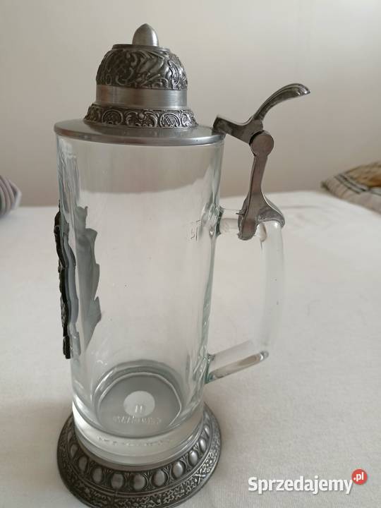 Kufel szklany z pokrywą Rękodzieło Kłodzko sprzedam