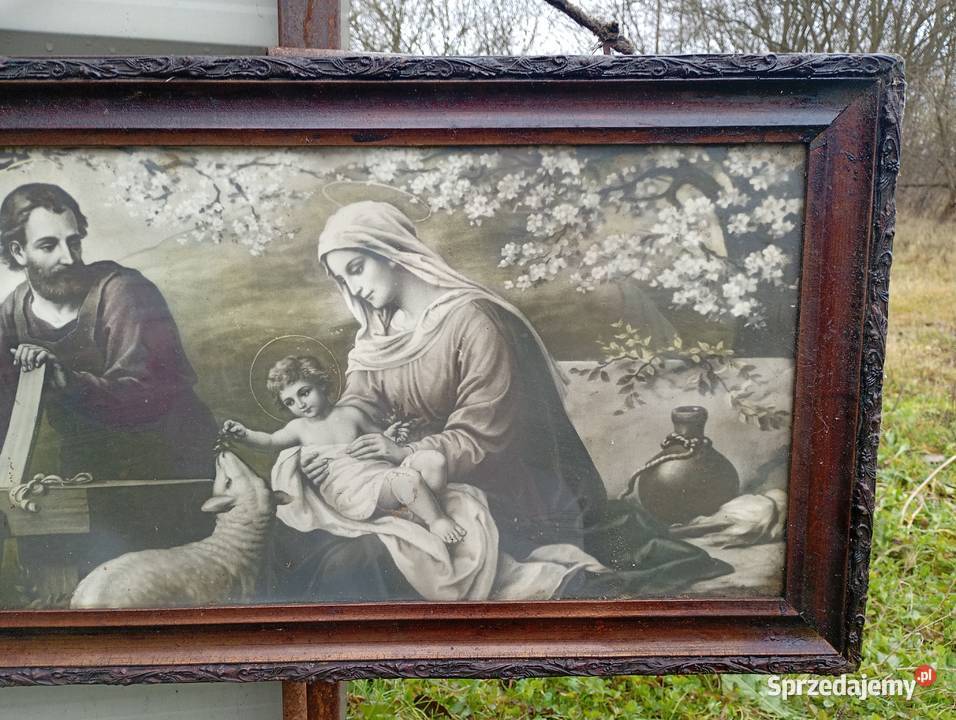 Stary obraz Święta Rodzina drewniana rama Mniszew sprzedam