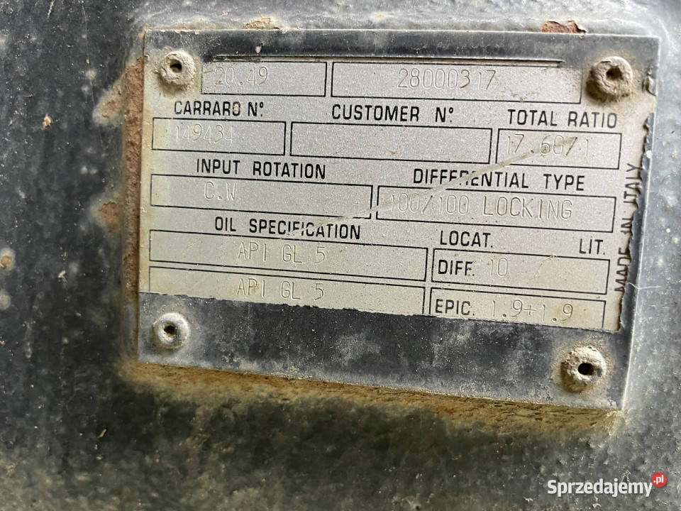 Carraro 2049 149434 oś przednia zwolnica Pozostałe sprzedam