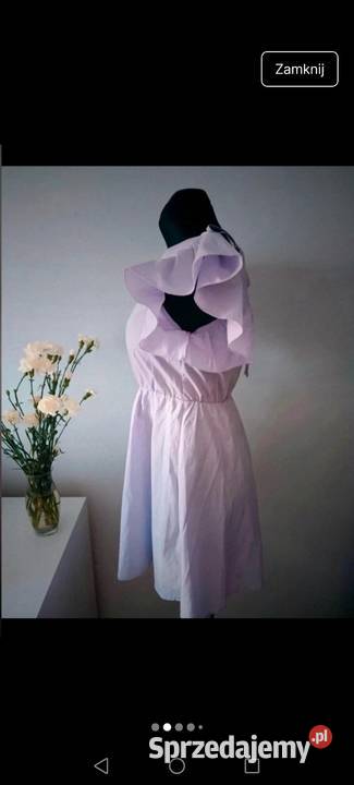 Piękna liliowa jasnofioletowy Sukienka dekolt w bez rękawa podkarpackie Krosno