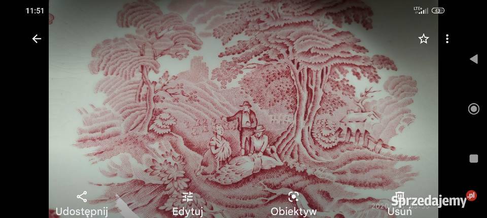 Talerze do zupy Wedgwood porcelana Anglia scenki dolnośląskie