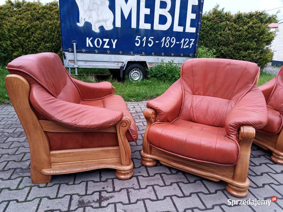 Komplet Wypoczynkowy MODY 211 i Ława Dąb Skóra śląskie Kozy